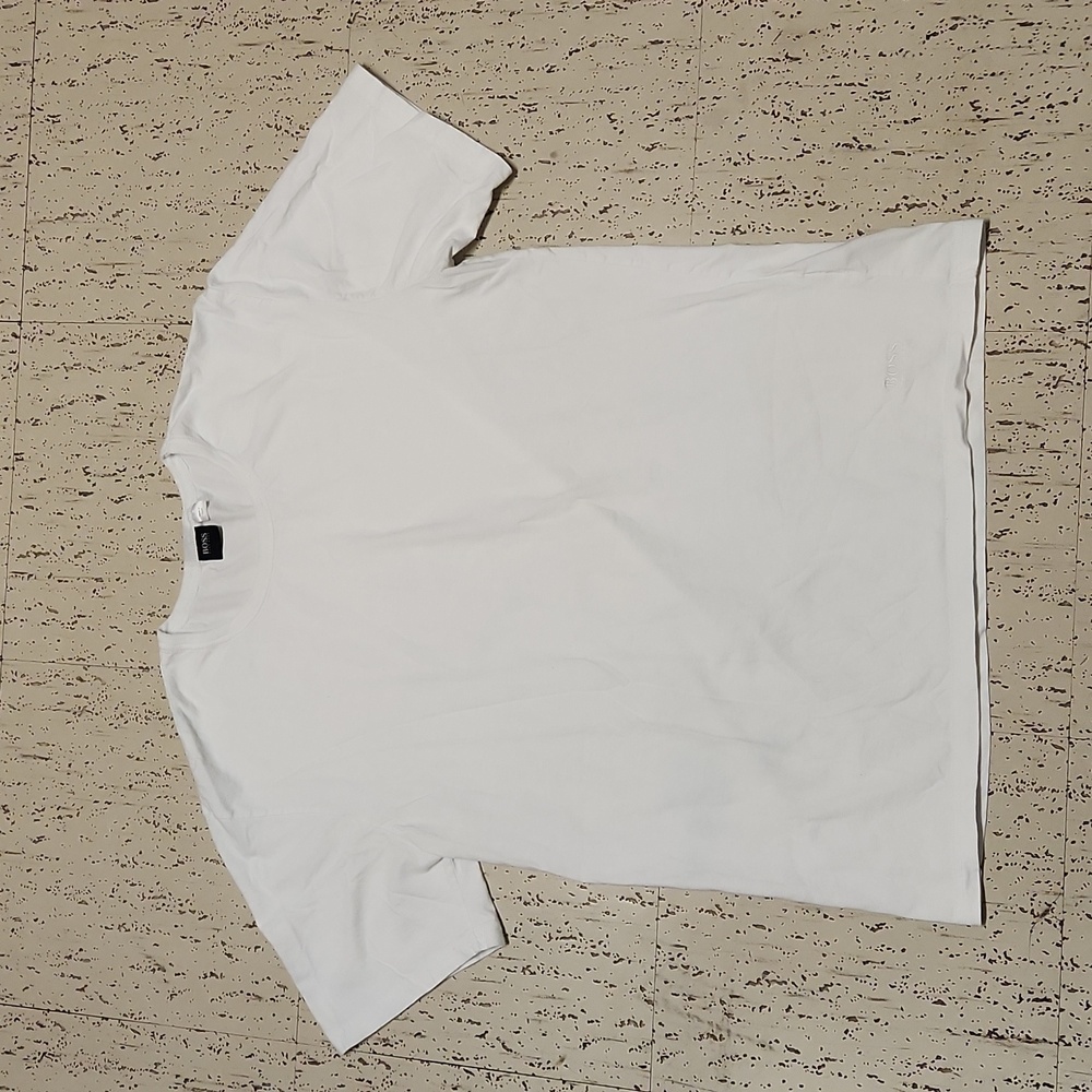 Hugo Boss White Embroidered Logo Crewneck T-Shirt